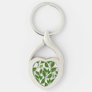 Porte-clés Motif sans couture avec Feuilles de thé vert