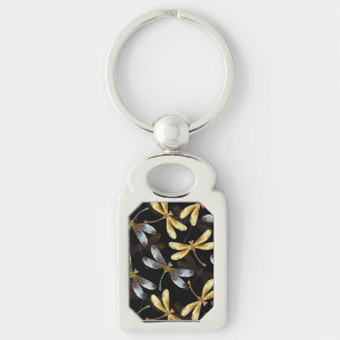 Porte-clés Motif sans couture avec libellules d'or