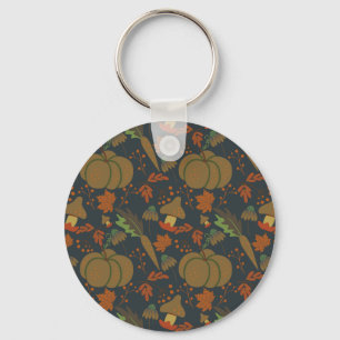 Porte-clés Motif sans couture Citrouille & carotte fond sombr