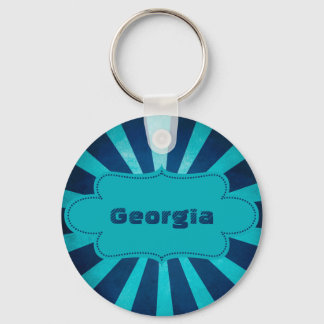 Porte-clés Motif Sea Blue Star Burst avec Étiquette