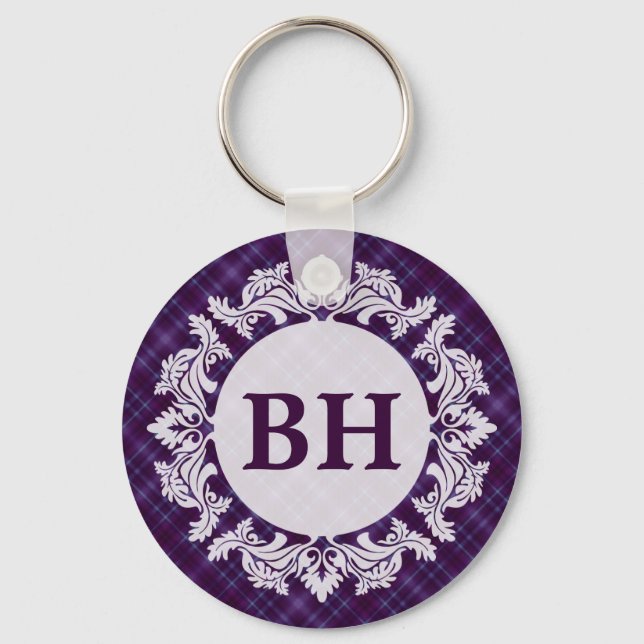 Porte-clés Motif Tartan violet (Recto)