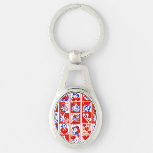 Porte-clés Motif timbre de la Saint-Valentin vintage des anné