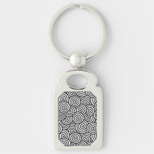 Porte-clés Motif tourbillon japonais - blanc et noir