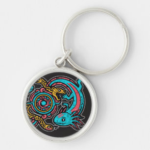 Porte-clés Motif tribal aztèque axolotl Xolotl mythologie boh