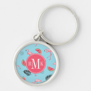 Porte-clés Motif tropical à la mode de Flamant rose et de