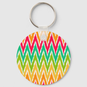 Porte-clés Motif Turquoise orange Ikat Chevron Zig Zag