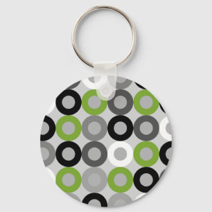 Porte-clés Motif vectoriel des points noirs et blancs vert mo
