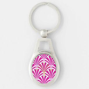 Porte-clés Motif ventilateur Art déco - rose fushia