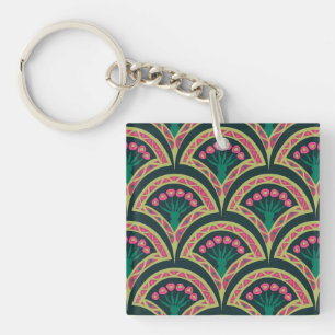 Porte-clés motif vert en forme de coque
