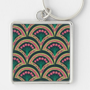 Porte-clés motif vert en forme de coque