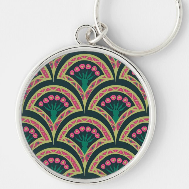 Porte-clés motif vert en forme de coquille (Devant)