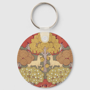 Porte-clés Motif Vert Sauge Forêt Cerf Stag Vintage