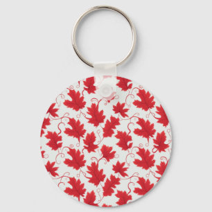Porte-clés Motif vibrant de feuille d'érable rouge