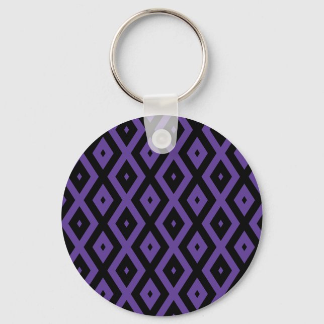 Porte-clés Motif violet et diamant noir (Recto)