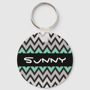 Porte-clés Motif ZIGZAG - noir blanc gris + votre idée