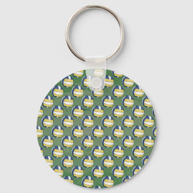 Porte-clés Motifs de volley-ball bleu et jaune (Recto)
