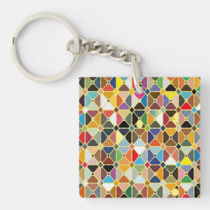 Porte-clés Motifs géométriques multicolores aux formes octo