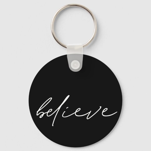 Porte-clés Motivational Believe manuscrit blanc Script (Recto)