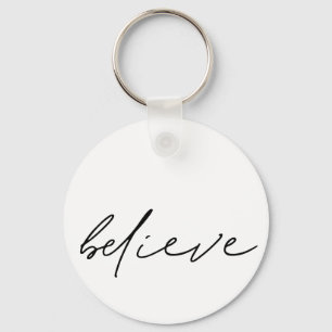 Porte-clés Motivational Believe manuscrit noir Script