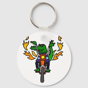 Porte-clés Moto drôle d'équitation d'alligator