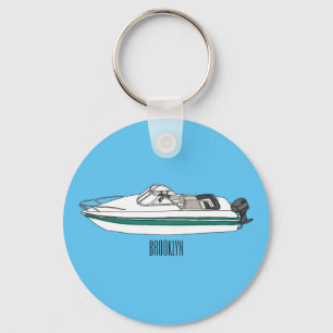 Porte-clés Motorboat cartoon illustration
