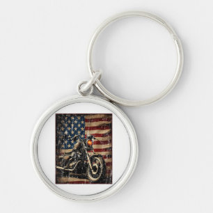 Porte-clés Motorcycle USA Drapeau Retro Biker