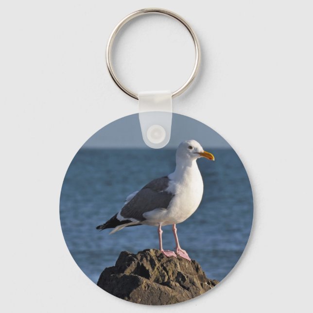 Porte-clés Mouette blanche et océan (Recto)