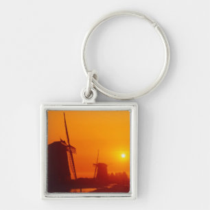 Porte-clés Moulins à vent au coucher du soleil, Schermerhorn,