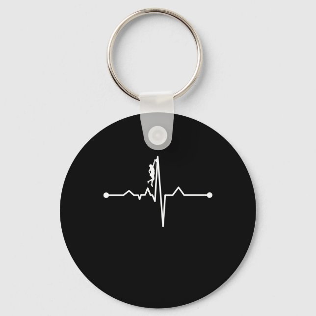 Porte-clés Mountain Climber Heartbeat Rock Climbing Lover Gra (Recto)