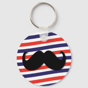 Porte-clés Moustache avec les rayures rouges, blanches et