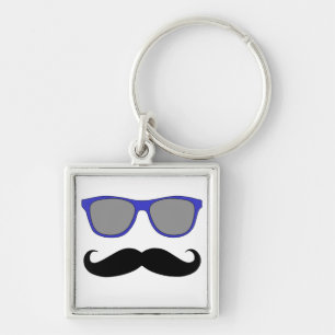 Porte-clés Moustache et humeur bleue de lunettes de soleil