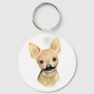Porte-clés Moustache sur une mignonne humour de chien