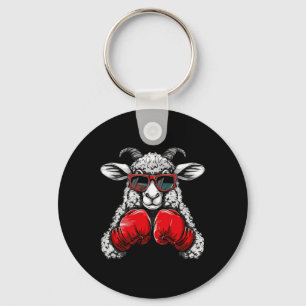 Porte-clés Mouton boxeur avec gants de boxe Kickboxing Drôle