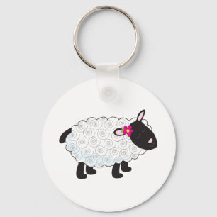 Porte-clés Mouton Noir Avec Laine Blanche