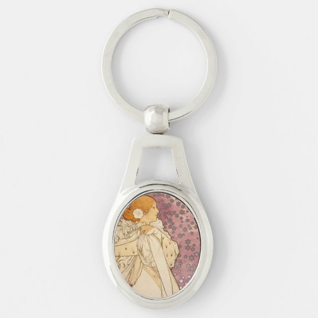 Porte-clés Mucha Art nouveau femme beauté (Devant)