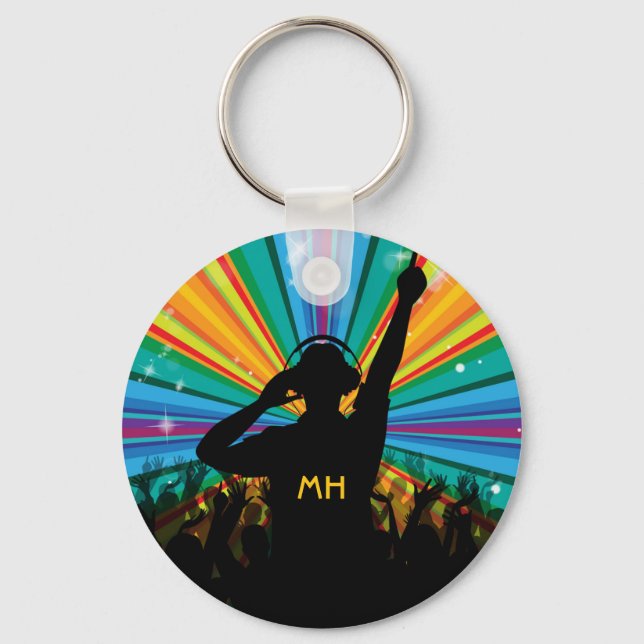 Porte-clés Musique DJ monogramme personnalisé porte - clés (Recto)