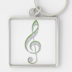 Porte-clés MUSIQUE Émeraude et diamant Clé Treble