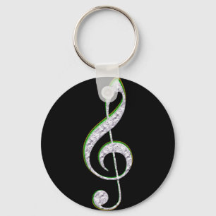 Porte-clés MUSIQUE Émeraude et diamant Clé Treble