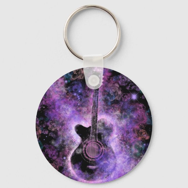 Porte-clés Musique guitare romantique - Espace magique (Recto)