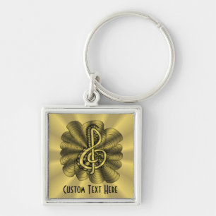 Porte-clés Musique Treble Clef Gold Customisé