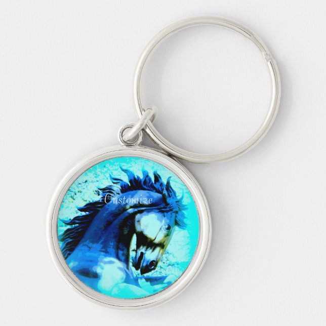 Porte-clés Mustang bleu Thunder_Cove (Devant)