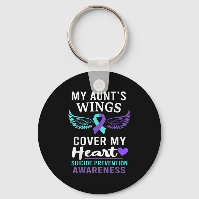 Porte-clés My Aunt's Wings Cover Heart Suicide Awareness Ribb (Recto)
