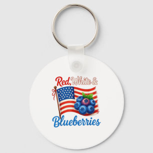 Porte-clés Myrtilles Rouges Blanches Drôle Patriotique Drapea