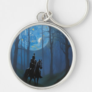 Porte-clés Mystérieux Chevalier Noir dans la Forêt Lune