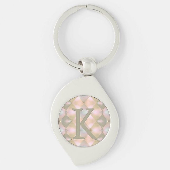 Porte-clés Nacre de harlequin (décorée d'un monogramme) (Devant)