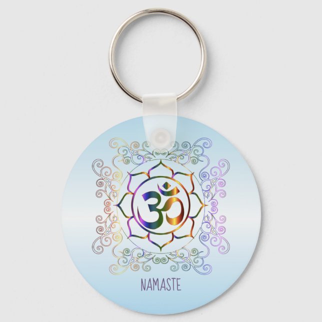 Porte-clés Namaste Aum (Om) Lotus Prismatic Ornamental (Recto)