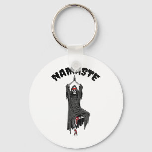 Porte-clés Namaste Yoga drôle Halloween Squelette Faucheur Ar
