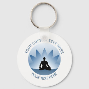 Porte-clés Namaste Yoga Lotus Pose Fleur bleu personnalisé