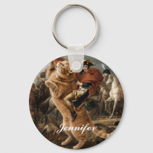 Porte-clés Napoléon chevauchant un chat de bataille géant