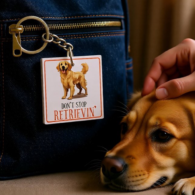 Porte-clés N'arrêtez pas de récupérer - amoureux des chiens-  (Don’t Stop Retrievin’ Golden Retriever Dog Lover Keychain)